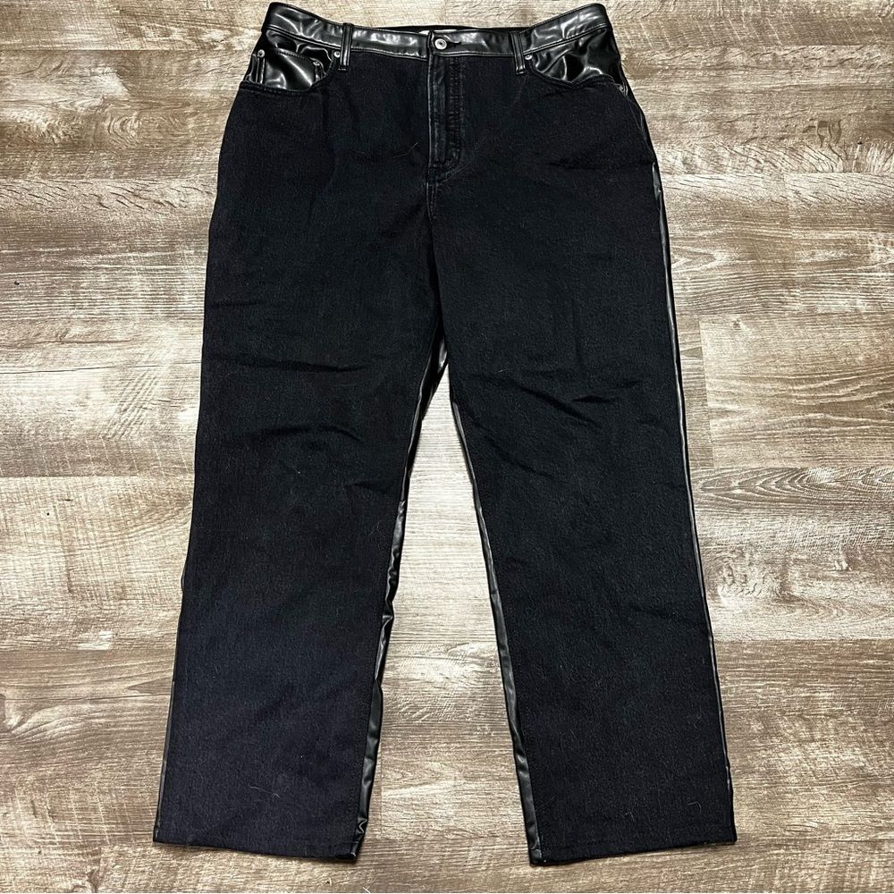 Abercrombie & Fitch Black Half Leather Jeans